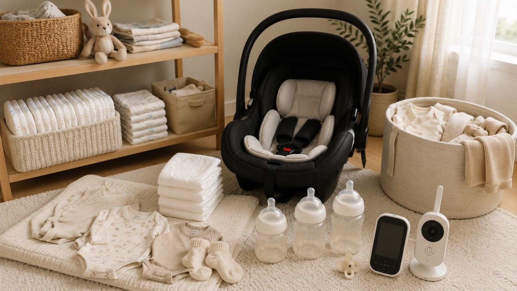 Baby essentials in baby nursery